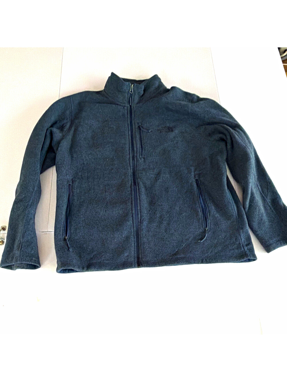 The North Face Men’s Gray Solid Full Zip Logo Stand-Up Short Fleece Jacket XL